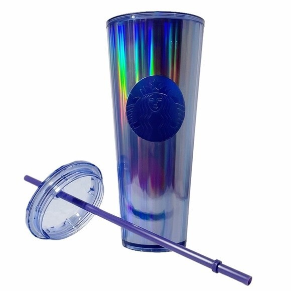NWT Starbucks Periwinkle Kaleidoscope Cold Cup Domed Venti Ridged Geodesic Lid - Picture 3 of 7